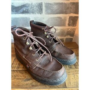Justin Brown Leather Lace Up Moc Toe Work Boots Women 7.5M